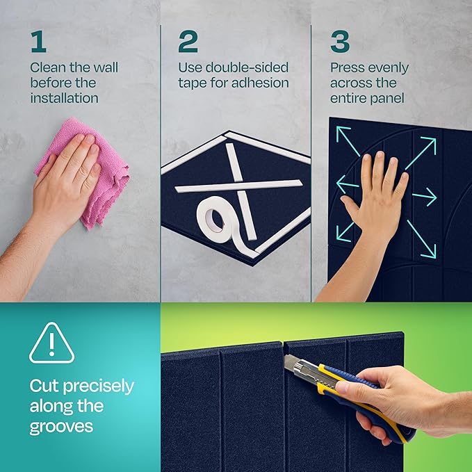 Acoustic Panels 12-Pack Soundproof Wall Panels 12"x12"x0.4" Decorative Sound - Image 5