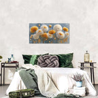 Abstract White Flower Wall Art Golden Floral Pictures Wall Decor Neutral - Image 3