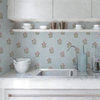 17.3"× 590.5" Vintage Blue Floral Wallpaper Peel and Stick Boho Wallpaper - Image 8