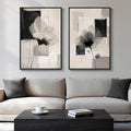 Large Framed Neutral Abstract Floral Wall Art, Minimalist Pictures by Cuspin