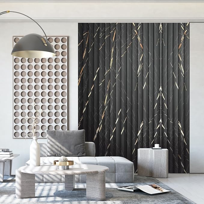 OUZUGIE WPC Acoustic Slat Wall Paneling, Living Room, TV Background, Study Room - Image 2