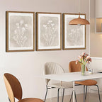 Framed Boho Botanical Flower Wall Art Set of 3, Vintage Minimalist Neutral - Image 5