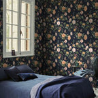 Froluya Dark Blue Floral Peel and Stick Wallpaper Vintage Floral Contact Paper - Image 4