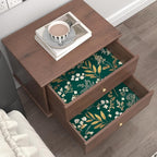 Dark Green Floral Wallpaper Peel and Stick Green Golden Leaf Wallpaper Vintage - Image 2