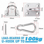 PAMAZY 4 PCS M6 Premium Heavy Duty Square Stainless Steel Pad Eye Hooks + 4PCS - Image 3