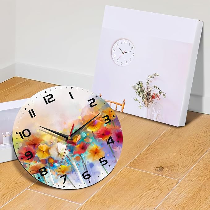 Clock for Living Room, Vintage Wild Floral Wall Clock Vintage Wooden Wall Clock - Image 6