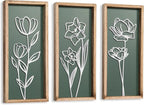 3D Floral Green Wall Art Lightweight, Wooden Ready-to-Hang Boho Framed Wall Art by TideandTales