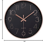 jomparis Rose Gold Wall Clock for Grils Womens Silent Non-Ticking Clock - Image 8