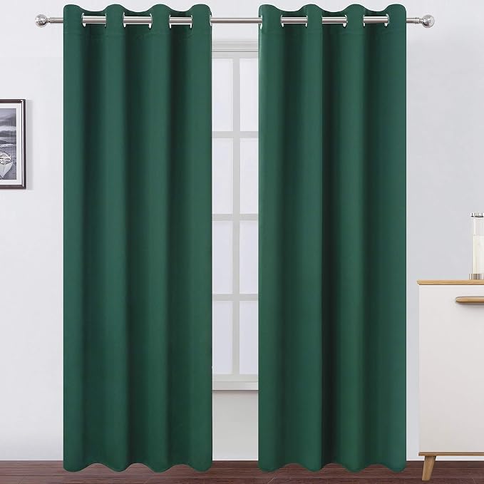 LEMOMO Blackout Curtains 66 x 84 inch/Dark Green Curtains Set of 2 by Lemomo