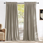 NICETOWN Camel Velvet Curtains 84 Inch Long 62 Wide, Rod Pocket Room Darkening by NICETOWN
