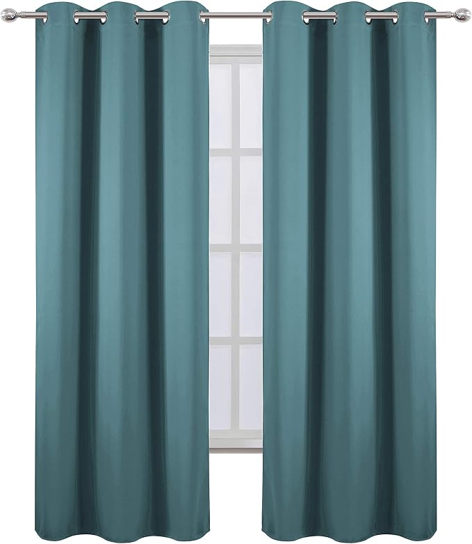 LEMOMO Sea Teal Thermal Blackout Curtains/42 x 95 Inch/Set of 2 Panels Room - Image 2
