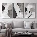 Large Framed Black and White Gray Abstract Wall Art, Minimalist Pictures - Image 2