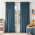 NICETOWN Pom Pom Slate Blue Velvet Curtains 96 Inch Long by NICETOWN