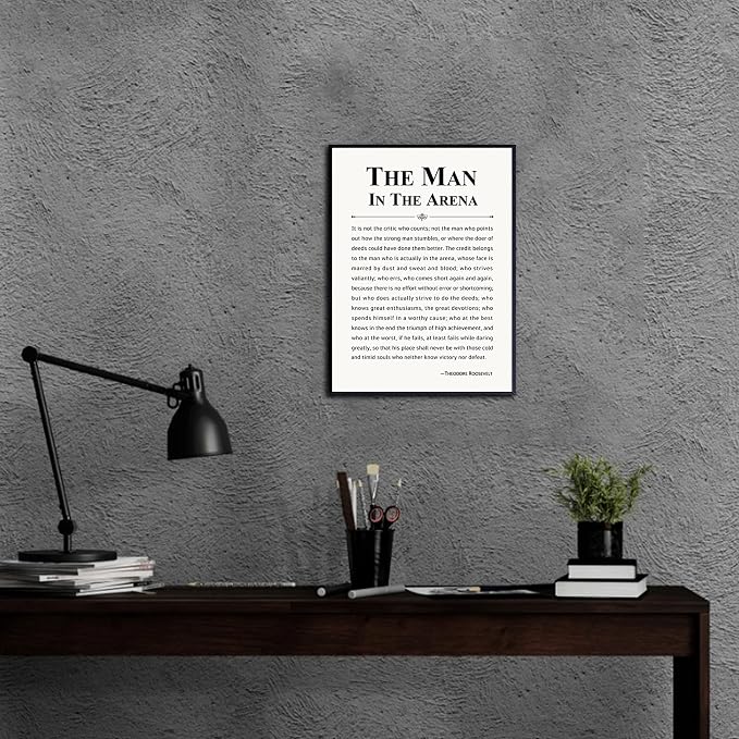 Howwii Inspirational Wall Art Office Decor The Man in the Arena Motivational - Image 3
