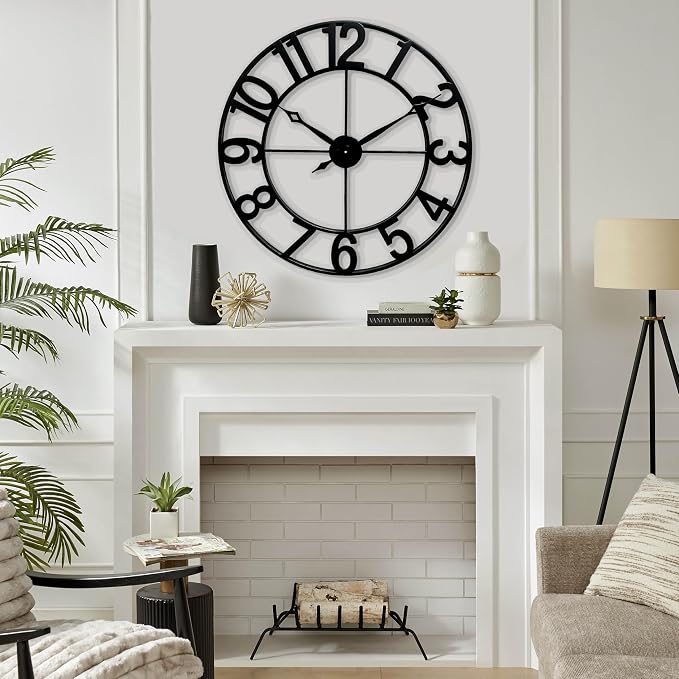 CLXEAST 30 Inch Wall Clocks for Living Room Decor, Oversized Large Black Metal - Image 5