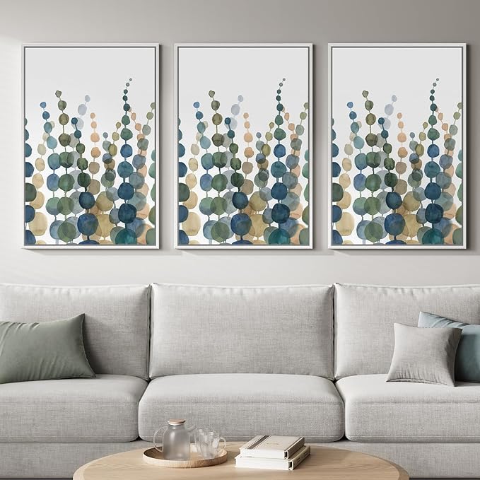 Framed Coastal Wall Art for Living Room, Large Modern Watercolor Botanical by Cuspin