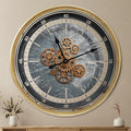 October Elf Large Real Moving Gears Wall Clock 24 Inch Vintage Industrial by Buy+now