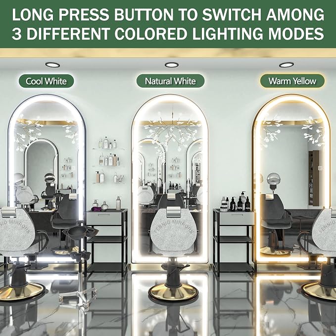 FENNIO Full Length Mirror with Lights, Free Standing Lighted Floor Mirror - Image 7
