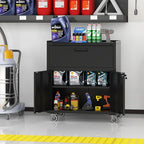 Metal Storage Cabinet with Wheels, Lockable Garage Storage Cabinet with 2 Doors - Image 6