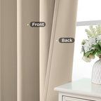 CUCRAF Light Beige Blackout Curtains 63 inch Length 2 Panels Set, Rod Pocket - Image 6
