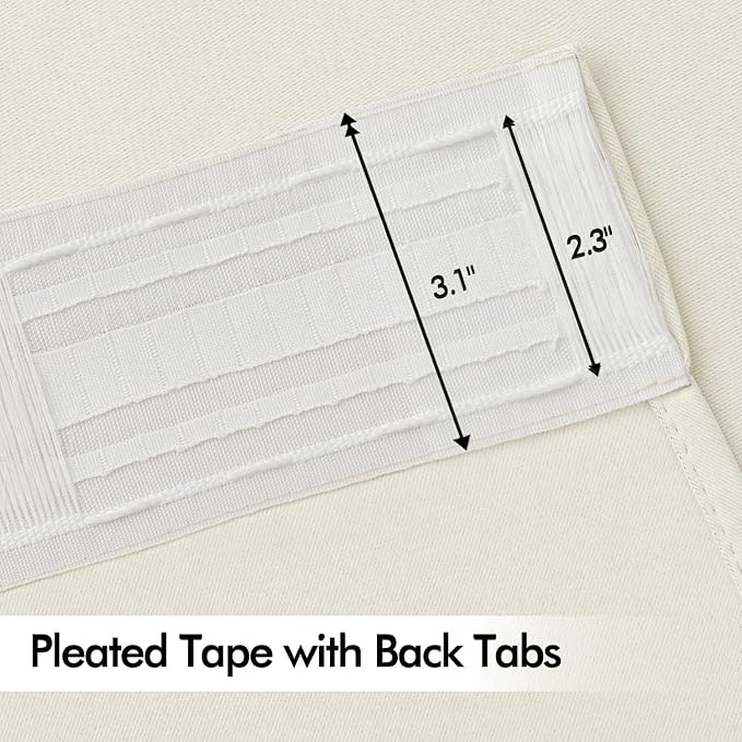 MIULEE Beige White Back Tab Blackout Curtains 84 Inch Length 2 Panels Set - Image 4