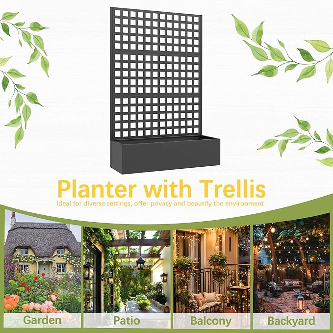 Metal Planter Box with Trellis, Planter Box Trellis with Privacy Screen and - Image 6