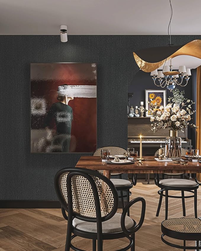 Heroad Grey Peel and Stick Wallpaper Modern Contact Paper Dark Grey and Black - Image 5