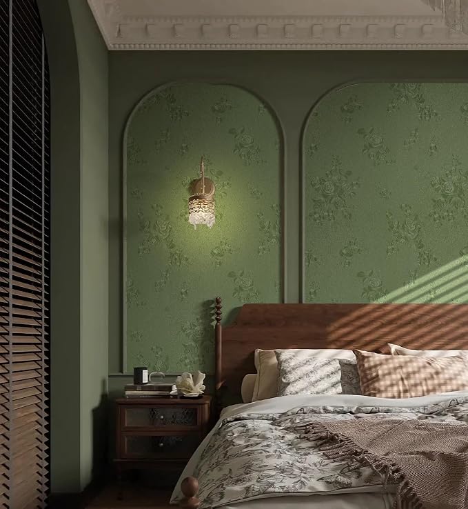 Erfoni 394"x17.7" Green Floral Embossed Wallpaper - Image 5