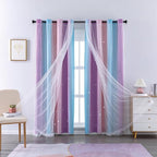 XiDi Curtains for Bedroom Decor, Rainbow Pink Purple/42/90 by Addsomecolortolife