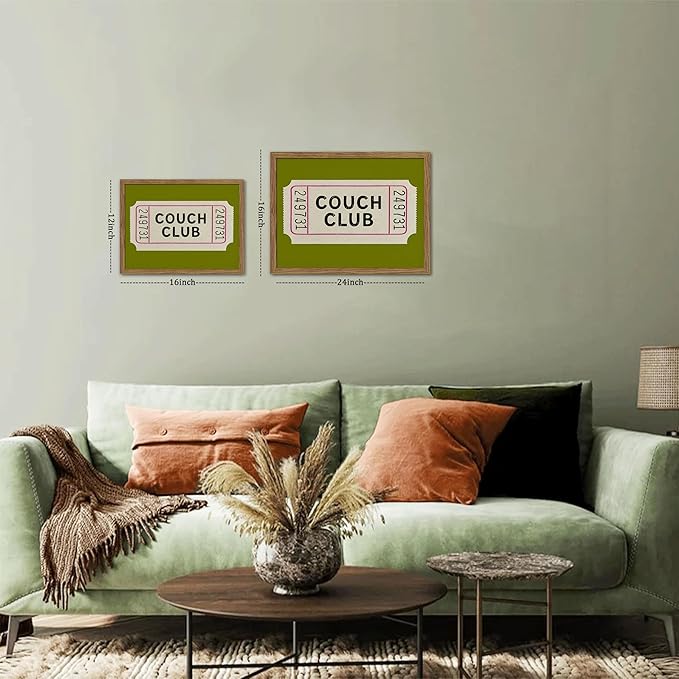 Vintage Framed Wall Art, Couch Club Ticket Canvas Wall Decor Painting, Retro - Image 4