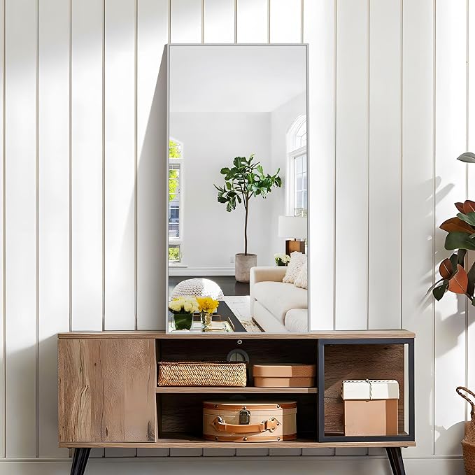 KOCUUY Silver Framed Mirror, HD Tempered Glass, Anti-Rust Frame, Modern Design - Image 8