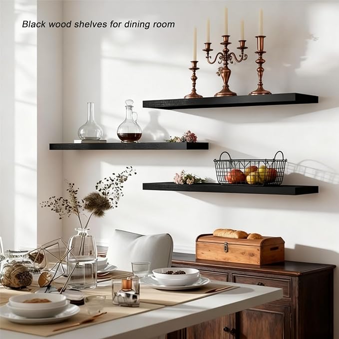 ROGMARS Black Wooden Floating Shelves - Image 5