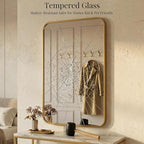 24x36 Inch Matte Gold Bathroom Vanity Mirrors | Flush Mount Deep Set Metal Wall - Image 5