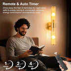 Morauroral Gold Battery Operated Wall Sconces Set of 2, Rechargeable Wall Lights - Image 8