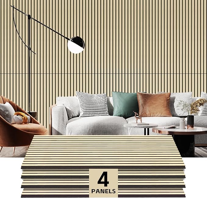 RITOLLO 4 Pack Wood Panels for Wall, Wood Slat Acoustic Panels for Wall by Ritollo