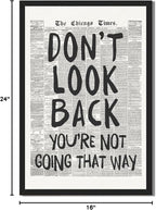 Framed Retro Newspaper Wall Art Trendy Black and White Poster Dont Look Back - Image 8