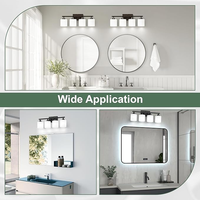 Black Bathroom Lighting Fixtures Over Mirror, 4-Light Anti-Rust Vanity Light - Image 6