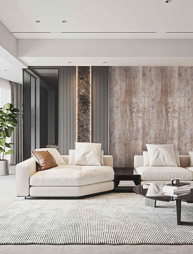 Dimoon Wallpaper 118" x17.7''Wood Wallpaper Brown Thicken Grey Dark Wood - Image 3