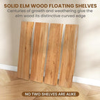 Floating Shelves for Wall Decor, Rustic Solid Elm Wood Live Edge Floating - Image 7