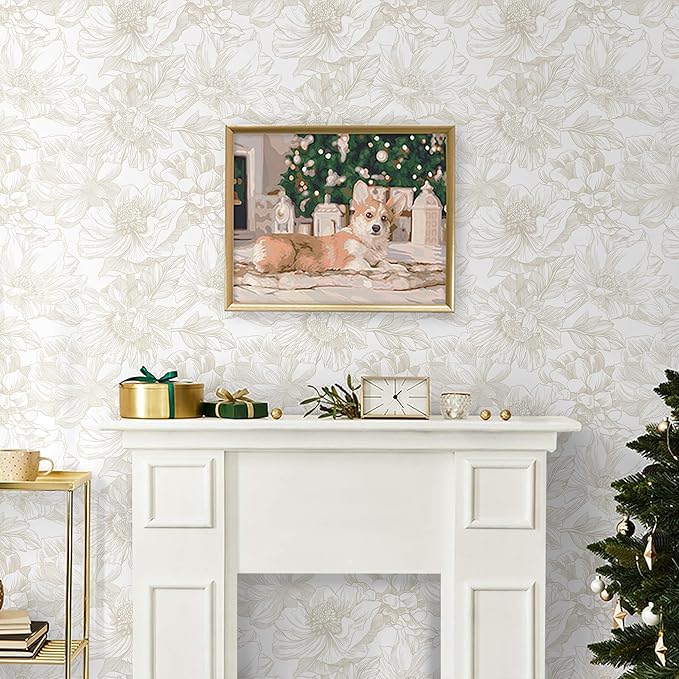 Ismoon Large Floral Peel and Stick Wallpaper Boho Beige Contact Paper - Image 2