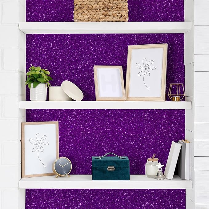 CHIHUT 15.7''x236'' Dark Purple Glitter Contact Paper Peel and Stick - Image 5