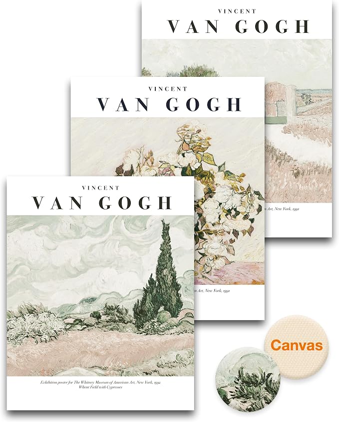 HesenDot Unframed Vintage Van Gogh Exhibition Posters Set of 3, French Country by HesenDot