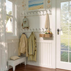 SKOLOO Creations White Solid Wood Wall Mounted Coat Rack, 10 Hooks, 38-1/8" Long - Image 2