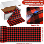 Kochorie 54 Inch x 300 Ft Red and Black Checkered Plastic Table Cloth Roll - Image 2