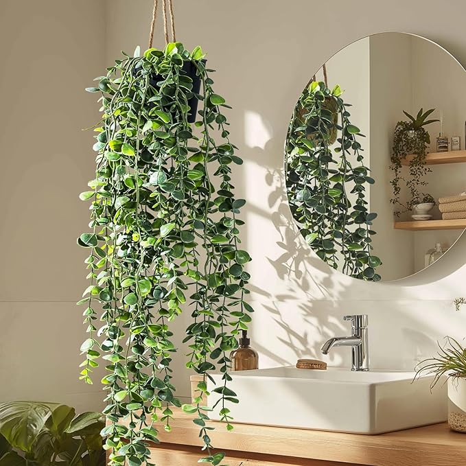 Artificial Hanging Plant 2 Pcs Faux Plant Ivy Vine Faux Eucalyptus Vines Fake - Image 6