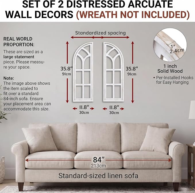 SwallowLiving Set of 2 Cathedral Arch Window Frame Wall Decor - Image 2
