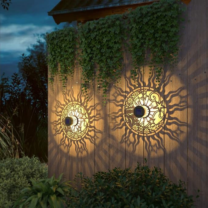 gardencave 4 Pack Solar Fence Lights Metal Solar Powered Outdoor Wall Deck - Image 7