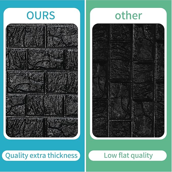40 PCS 3D Wall Panels Peel and Stick Faux Foam 11.8"*11.8" Black Brick Wallpaper - Image 6
