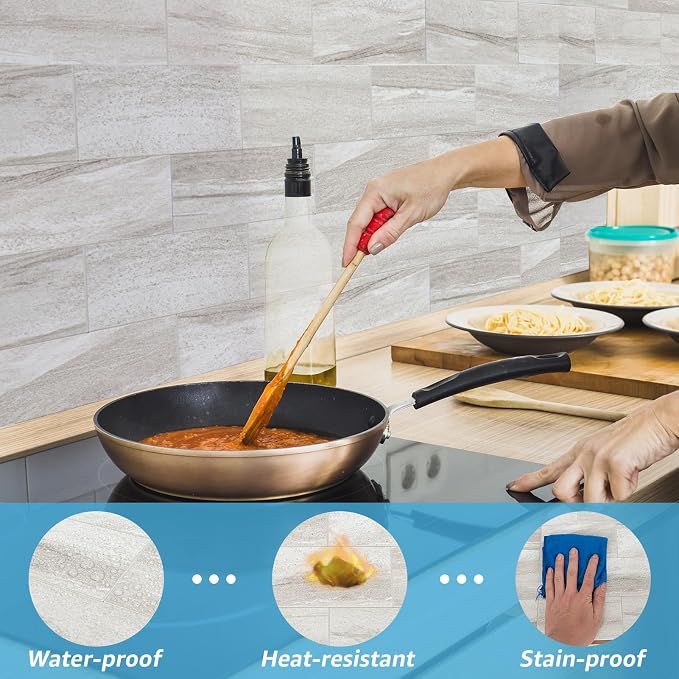 Art3d 102-Piece Faux Stone Peel and Stick Backsplash Tile, Waterproof Thick PVC - Image 2