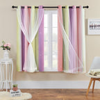 XiDi Curtains for Bedroom Decor, Rainbow Pink PurpleYellow52/54/1 by Addsomecolortolife